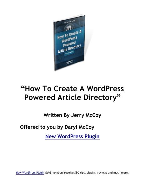 WordPress Article Directory Cover WordPress Article Directory Cover